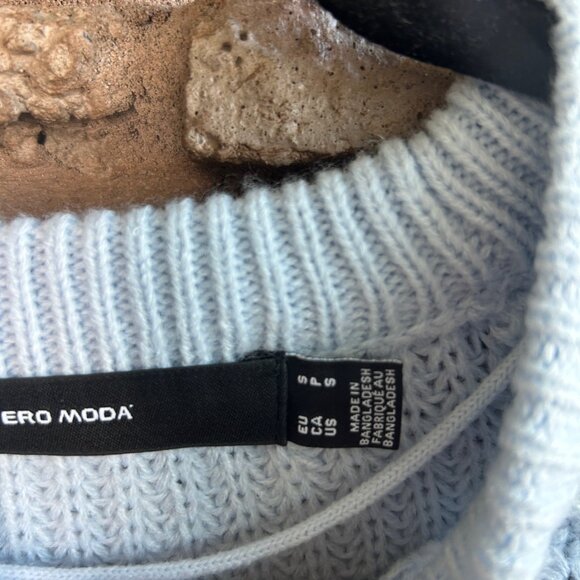 Vero Moda Light Blue Crewneck Sweater Ribbed Knit Size Small - Picture 3 of 7